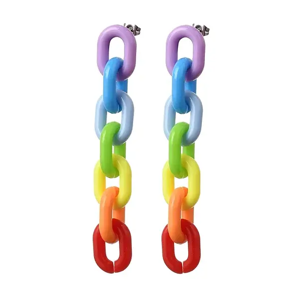 Rainbow Dangle Stud Earrings