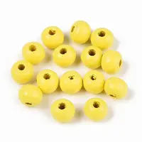 Spray Painted Round Natural Schima Wood Beads