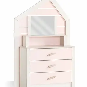 Dětská komoda se zrcadlem boom - bříza/růžová
