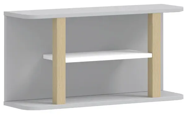 Nástěnná police simba - šedá/bílá/dub