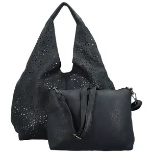 Módní koženková sada kabelek přes rameno a crossbody Saga, tmavě modrá