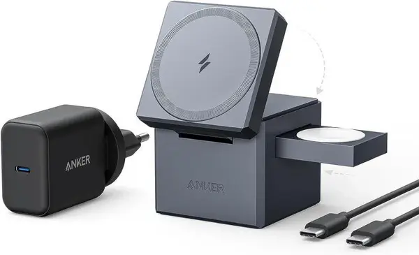 Anker 3v1 Cube MagSafe 30W Bezdrátová nabíječka černá