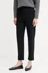 Kalhoty MM QUIRINO dámské, černá barva, high waist, 2526786047600