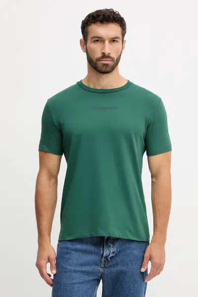 Bavlněné tričko Trussardi pánské, zelená barva, s aplikací, G0308000054N