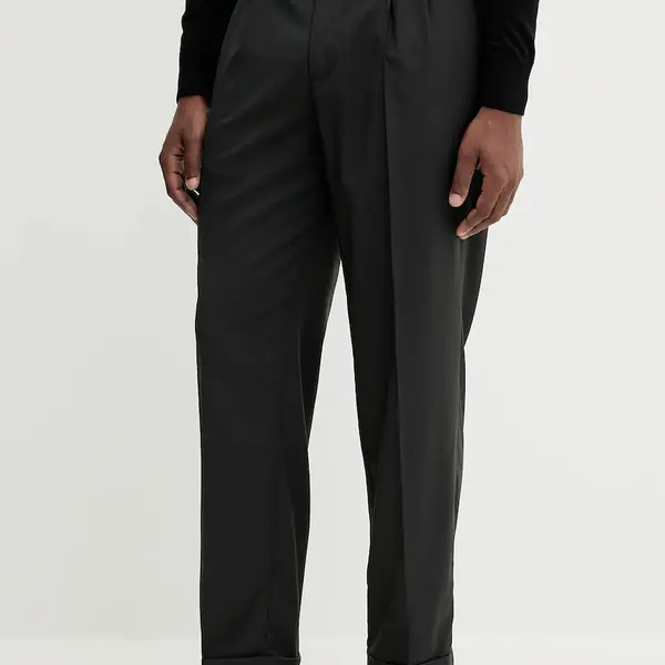 Vlněné kalhoty BARENA VENEZIA Pantalone Drapier pánské, černá barva, PAU5257.478