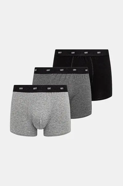 Boxerky CR7 Cristiano Ronaldo 3-pack pánské, šedá barva
