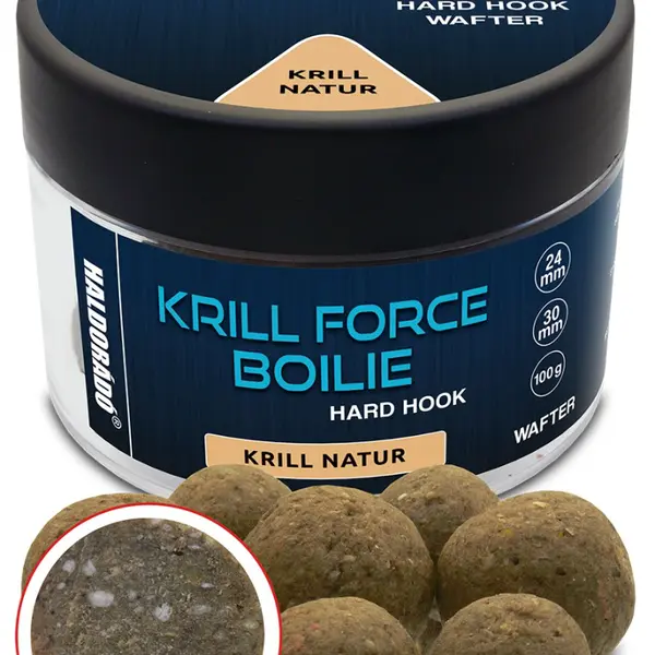 Haldorádó tvrzené boilie krill force hard hook boilies wafters 100 g 24/30 mm - natur