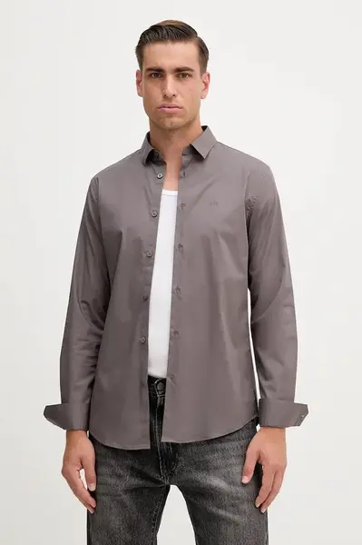 Košile Armani Exchange pánská, šedá barva, regular, s klasickým límcem, 8NZC31 ZN28Z