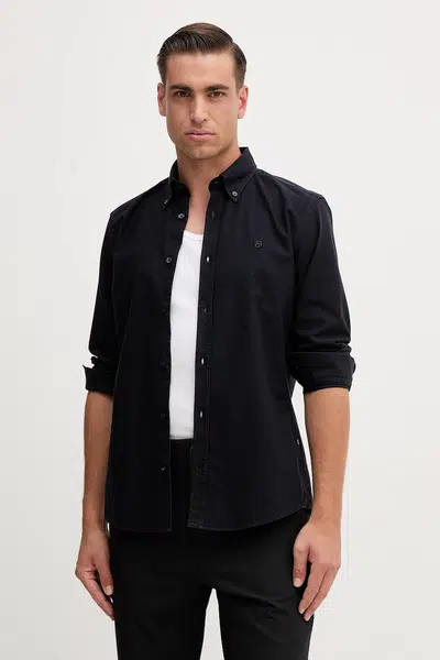 Bavlněná košile BOSS pánská, tmavomodrá barva, regular, s límečkem button-down, 50544917