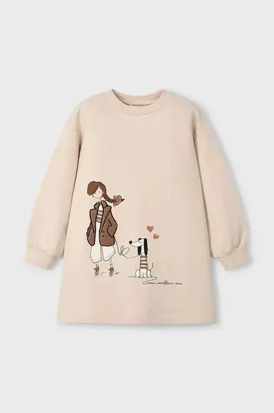 Dívčí šaty Mayoral béžová barva, mini, 4929