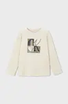 Bavlněné tričko s dlouhým rukávem Mayoral béžová barva, 4076
