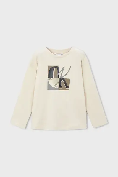 Bavlněné tričko s dlouhým rukávem Mayoral béžová barva, 4076
