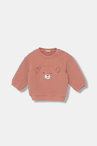 Kojenecká mikina United Colors of Benetton oranžová barva, s aplikací, 3MDSA1061