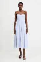 Šaty Bardot modrá barva, midi, 58164DB6
