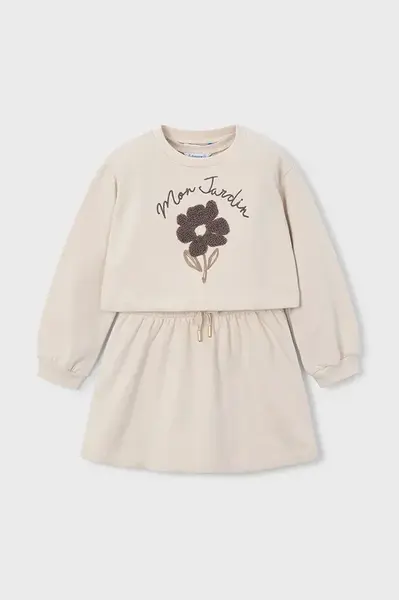 Dětské šaty a mikina Mayoral béžová barva, mini, 4927