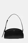 Kožená kabelka A.P.C. sac demi-lune shoulder černá barva, PXCAX.F61997