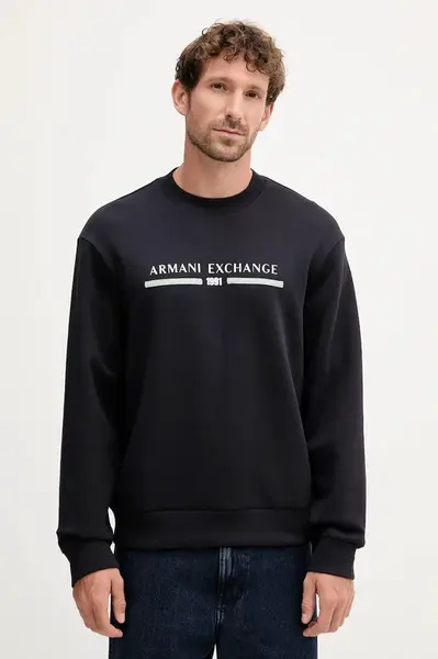 Mikina Armani Exchange pánská, tmavomodrá barva, s potiskem, XM000982 AF10818
