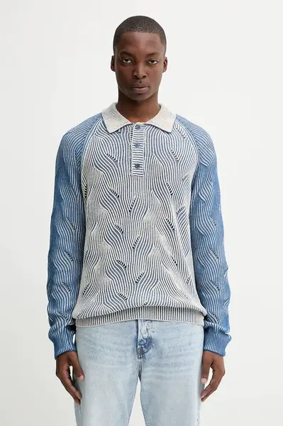 Bavlněný svetr Desigual CEDEIRA pánský, modrá barva, 25WMJF02