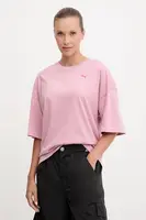 Bavlněné tričko Puma dámské, růžová barva, 688148