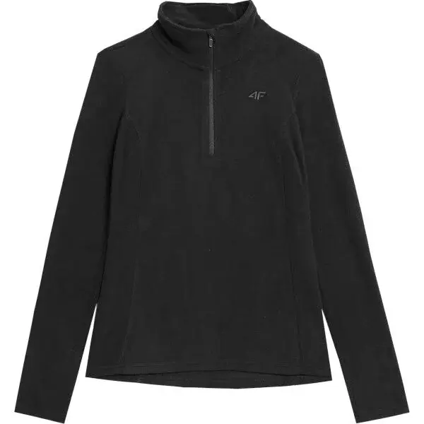 4F FLEECE 1/2 ZIP Dámska flísová mikina, čierna, veľkosť