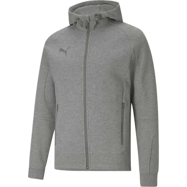 Puma TEAMCUP CASUALS HOODED JACKET Pánska športová bunda, sivá, veľkosť