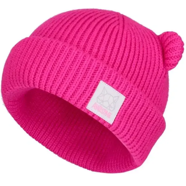 Lewro NOKA Dievčenská pletená čiapka, ružová, veľkosť 12-15Y