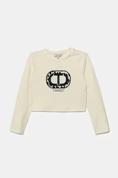 Dětské tričko s dlouhým rukávem Twinset béžová barva, 252GJ232A