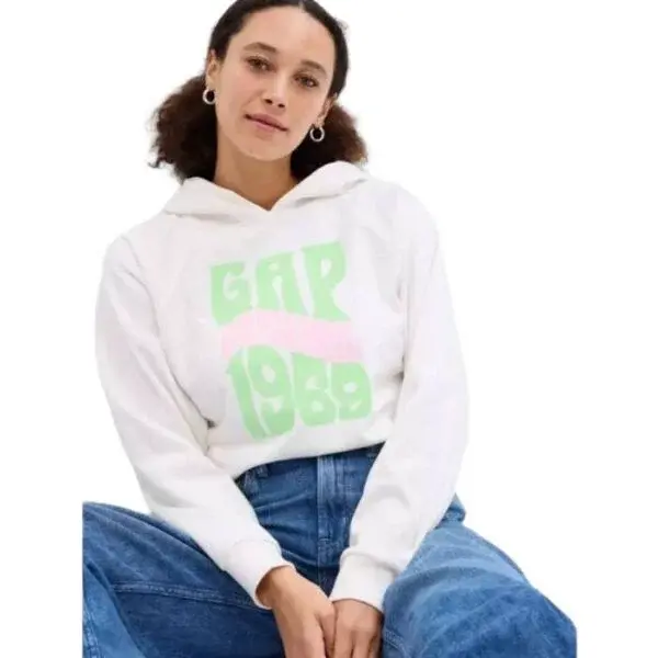 GAP BOYFRIEND Dámska mikina, biela, veľkosť