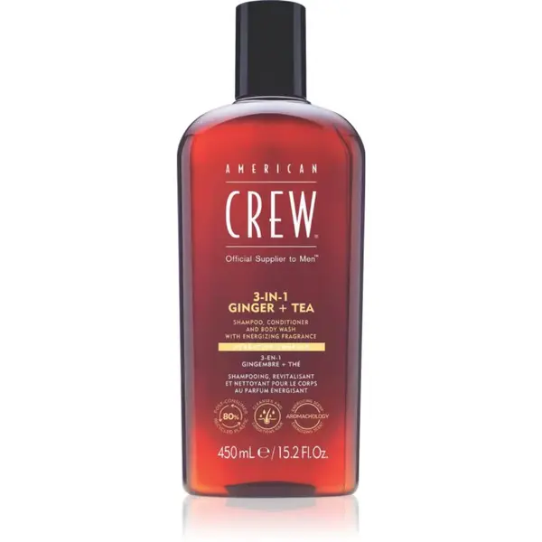 American Crew 3 in 1 Ginger + Tea 3 v 1 šampón, kondicionér a sprchový gél pre mužov 450 ml