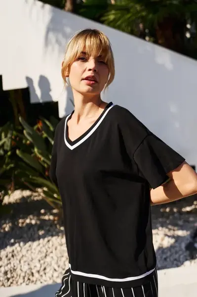 Marisse Women's T-Shirt L-Ts-4753 Black