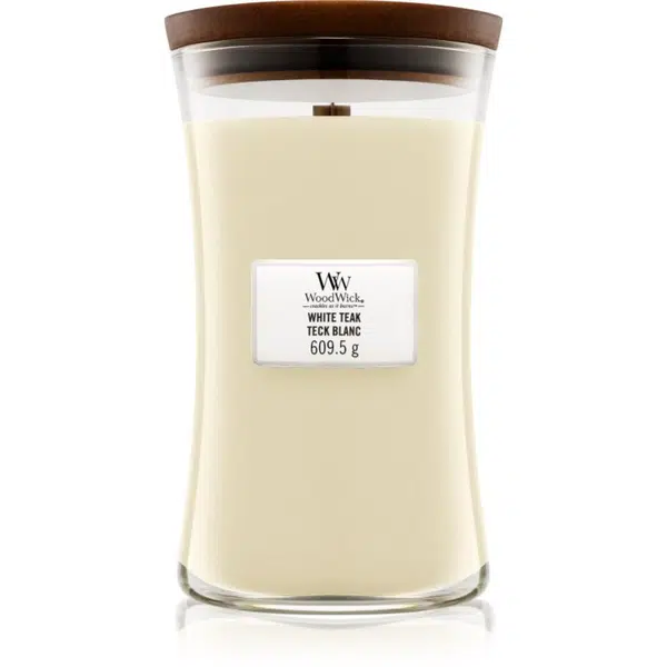 Woodwick White Teak vonná sviečka s dreveným knotom 609.5 g