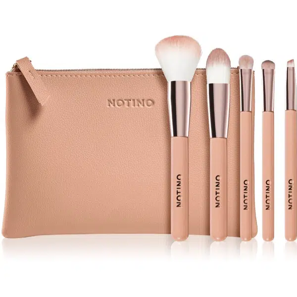 Notino Glamour Collection Travel Brush Set with Pouch cestovná sada štetcov s taštičkou