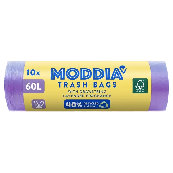 MODDIA Odpadkové vrecia s vôňou levandule a zaťahovacou páskou 10 x 60 l