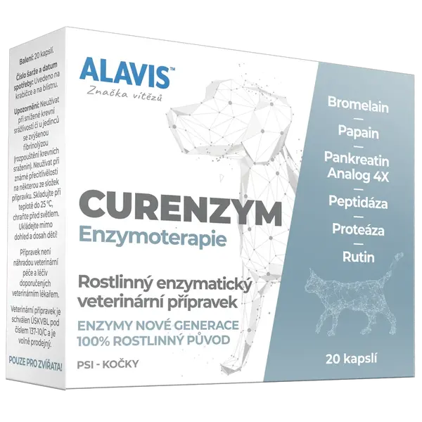 ALAVIS CURENZYM ENZYMOTERAPIA pre psy a mačky 20 kapsúl