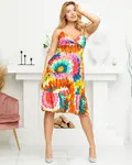 Resti Pink and yellow women's summer dress with flowers - Clothing