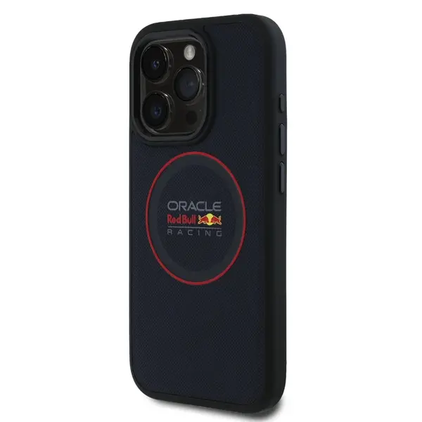 Zadní kryt Red Bull PU Leather Red Ring MagSafe pro Apple iPhone 15 Pro Max, navy