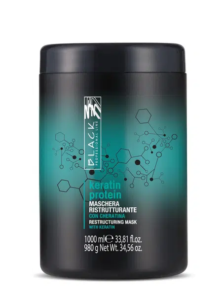 Maska pro poškozené a oslabené vlasy Black Keratin Protein - 1000 ml (102020) + dárek zdarma