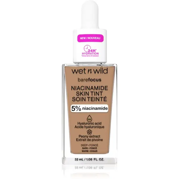 Wet n Wild BareFocus Niacinamide Skin Tint lehký hydratační make-up odstín Deep (Warm) 32 ml