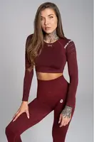 Gym Glamour Crop-Top bezešvý Bordo Melange, S, bordo