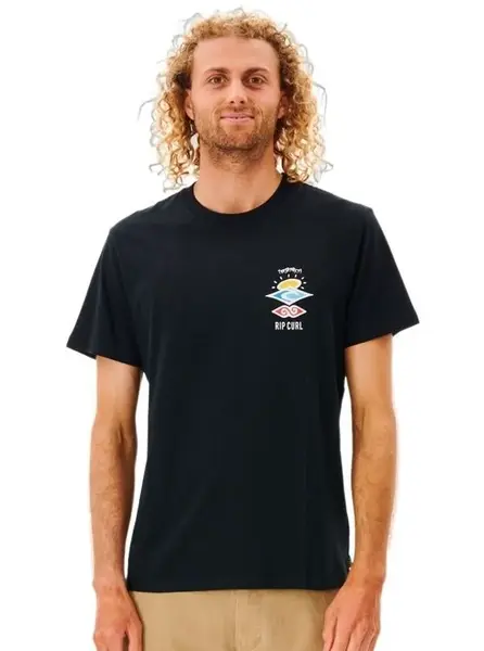 Rip curl pánské tričko Search Icon Black | Černá | Velikost L | 100% bavlna
