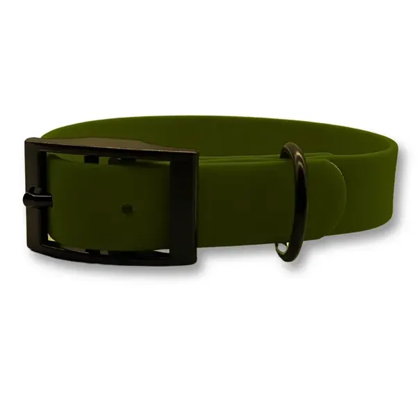 PafDog Voděodolný gumový obojek pro psy OLIVOVĚ ZELENÝ - šířka 2cm PAF-557