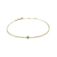 Dvojitý náramok zo žltého zlata so zeleným diamantom KLENOTA