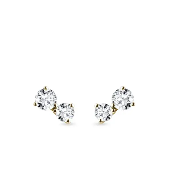 Moderné diamantové náušnice zo žltého zlata KLENOTA