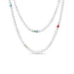 Dlhý perlový náhrdelník s tyrkysom a koralom KLENOTA