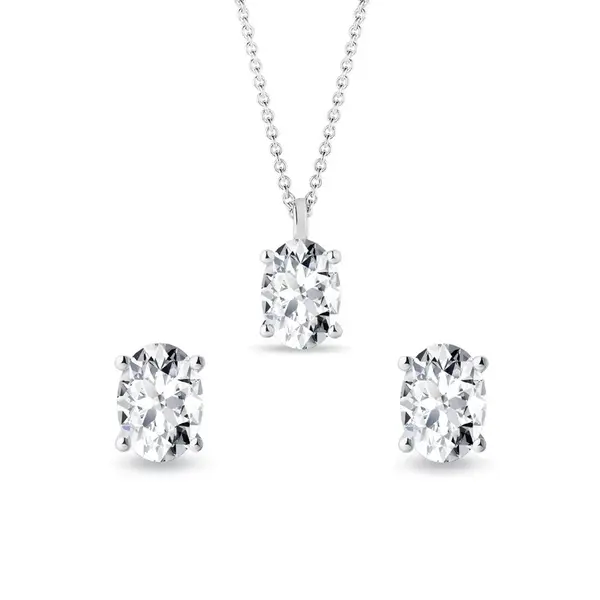 Súprava šperkov z bieleho 14k zlata s lab grown diamantmi KLENOTA