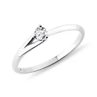 Atypický prsteň z bieleho zlata s briliantom KLENOTA