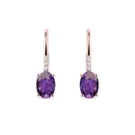 Náušnice z růžového zlata s diamanty a ametystem KLENOTA