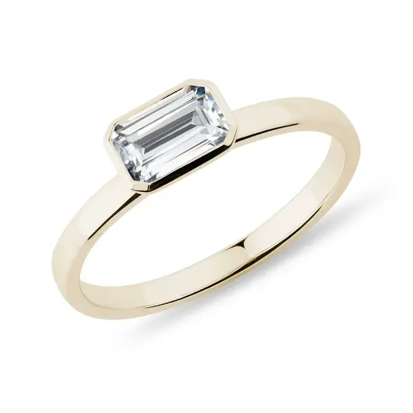 Zlatý prsten s lab grown emerald diamantem KLENOTA