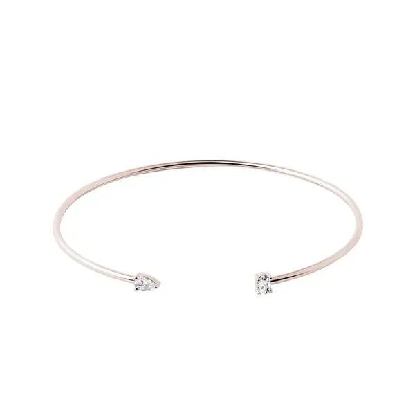 Otevřený flexi náramek s diamanty v růžovém 14k zlatě KLENOTA