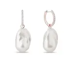 Náušnice kruhy s barokními perlami v růžovém zlatě KLENOTA